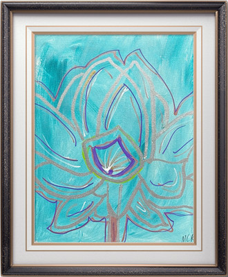 Original Signed Mixed Media Art My Lotus Painting 11x14 Home Decor