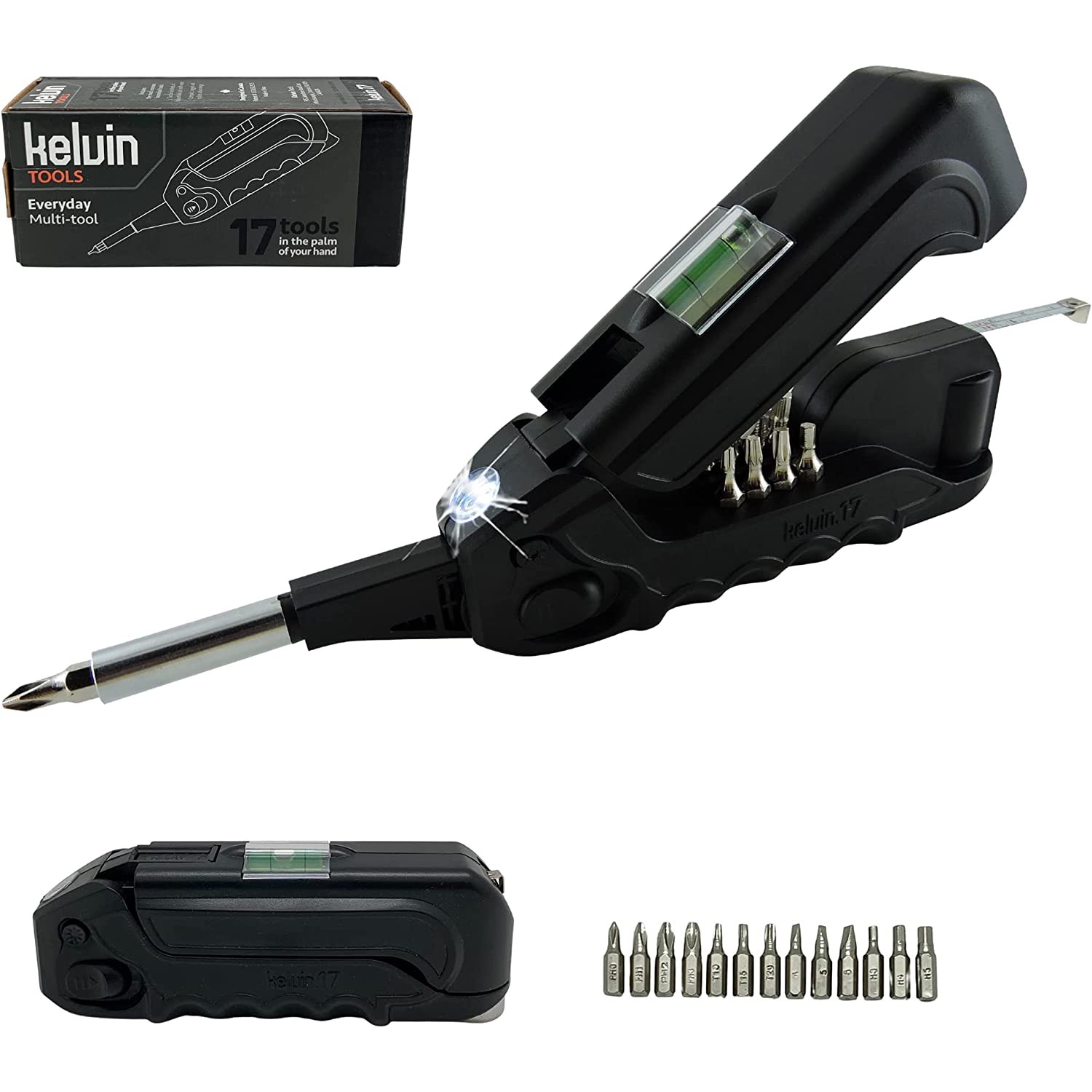 Kelvin Tools Kelvin 17 многофункциональный инструмент на каждый день с фонариком черный 2990₽