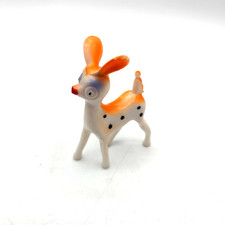 Vintage Fawn Figurine, Kitsch Christmas Decor Decoration, Retro Deer, Orange