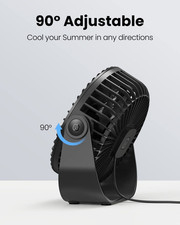 USB Desk Fan, 3 Speeds Strong Airflow, 5.5 Inch Portable 90  Rotate Quiet Coo...