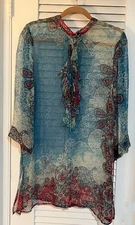 For Love & Liberty by Johnny Was Sheer Silk Tunic ~ Women's Lg