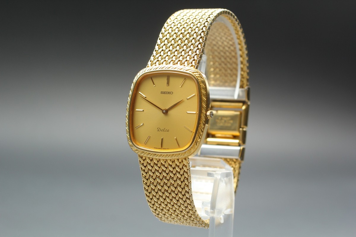 vintage SEIKO Dolce 腕時計 8N40-5040 gold ▶️Vintage【N MINT+】 SEIKO Dolce 8N40-5040 Gold Square
