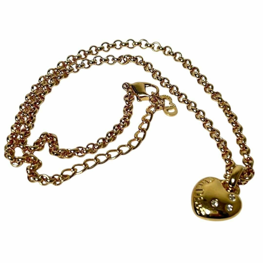 Vintage Christian Dior Gold Heart Rhinestone Necklace Pre-Owned JP FS