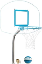 Premium Regulation Clear Hoop Deck-Mounted Pool Basketball Set, Stainless Steel