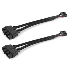 2pcs Motherboard USB 2.0 to Dual 9 Pin Extension, 9-Pin USB 2.0 Black Braided...