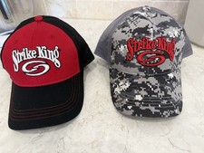 NEW W/O TAGS SET OF 2 STRIKE KING FISHING CAPS HATS RED BLACK CAMO