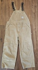 Carhartt Overall Bibs R01 BRN Brown Double Knee Unlined 42x30 Made In USA