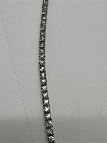 vtg Sterling Silver Rhinestone Choker Necklace art nouveau style Stunning 27.1g - Picture 7 of 12
