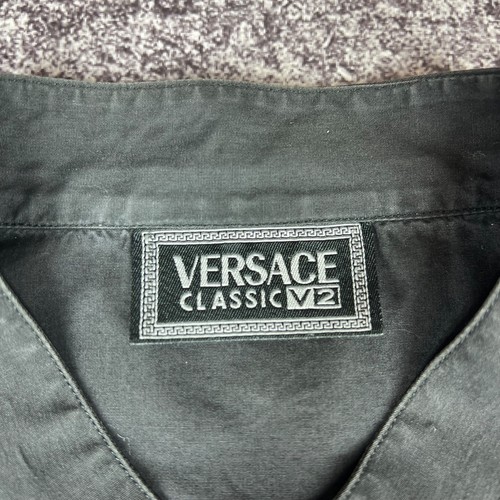 Vintage Versace Shirt Long Sleeve Made in Italy Black Size - XL - 第 10/13 張圖片