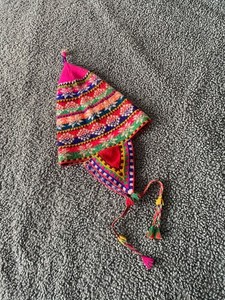 CHULLO HAT .Intricate Colorful Design. Vintage. Andes Peru. Very good condition.