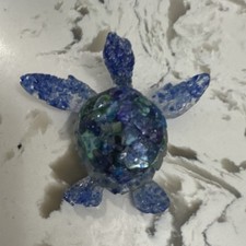 Blue Green Resin Sea Turtle Figurine Freestanding Sea Life Animal Decor