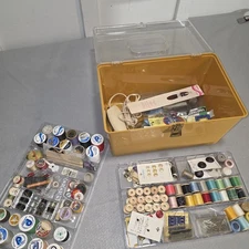 Vtg.Wilson Wil-Hold Sewing Box Filled with Contents Notions Thread Very Full