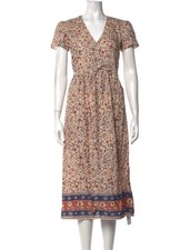 NWT Christy Dawn The Dawn Midi Dress Short Sleeve Size Large Border Print Cotton