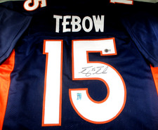 Tim Tebow / Autographed Denver Broncos Blue Custom Football Jersey / BAS & Tebow