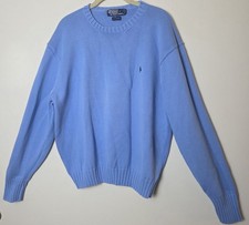 Vintage Polo Ralph Lauren Crew Neck Cotton Sweater Vibrant Sky Blue Size XL