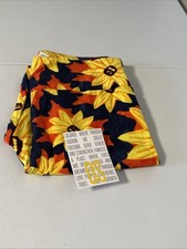 Lularoe OS Leggings Halloween Pumpkins Sunflowers Black Background NWOT New