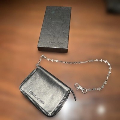 Rare F/W 2005 Dsquared2 Men's Cross Chain Leather Wallet Used With Box 