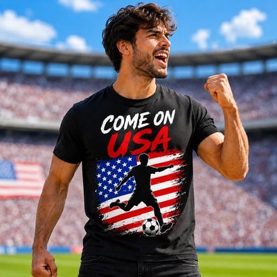 Come On USA Fußball Fan T-Shirt, American Flag Football Supporter Spieltag Shirt