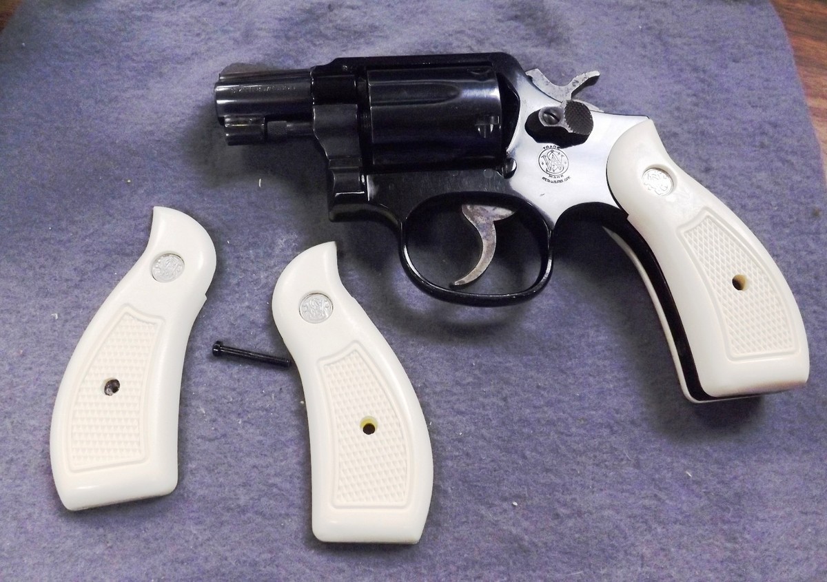 Ivory Poly Grips fit S&W Model 12 Round Butt Revolvers Only Smith