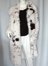 Pelzmantel Faux Fur Flecken Fell Webpelz Mantel Offwhite Braun 36,38,40,42 Neu