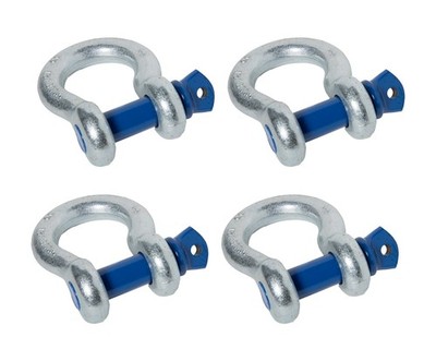 4x 1'' D Ring Galv Bow Shackle Screw Pin Blue Clevis Rigging Towing WLL 8.5Ton