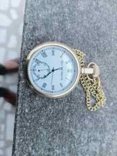 Antique 2" Brass Pocket Watch Nautical Vintage American Elgin Look Collectible