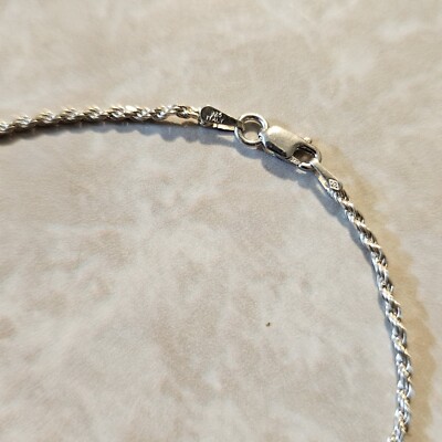 Vintage .925 Sterling Silver Rope Chain Bracelet FAS Italy 9