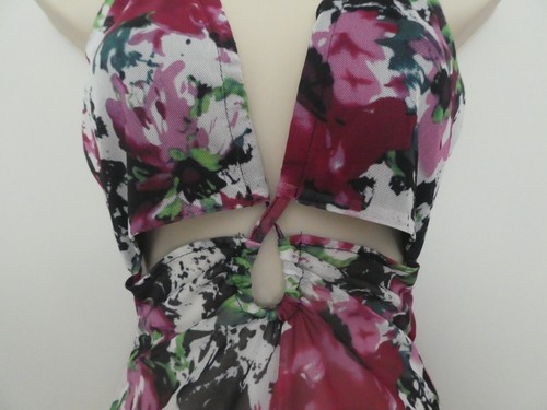 NaaNaa Ladies Pink Floral Cut Out Mesh Thong Bodysuit Top - Size 8 BNWT - Picture 3 of 14