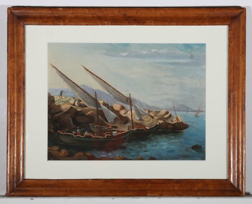 Framed Late 19th Century Pastel - Boarding at the Quay - Picture 3 of 6
