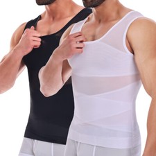 Mens Compression Shirt Body Shaper Slim Vest Tummy Control Underwear Tank Tops