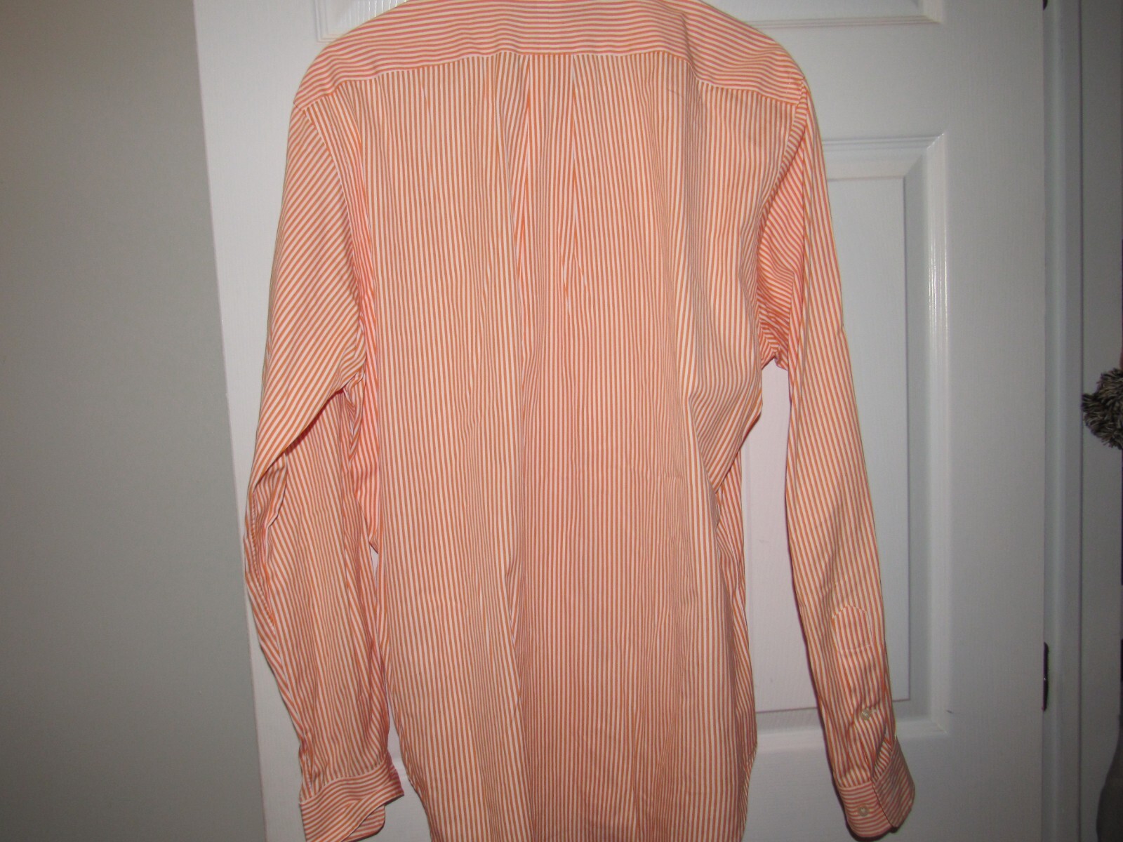 RALPH LAUREN Camicia Uomo 16 34 35 Bttn Up Arancione Bianco Righe Blu Pony Classica