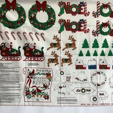 Deck The Halls Christmas Fabric Appliques Cranston 1 Panel Uncut VIP