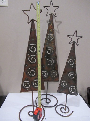 Vintage Decorative Tall Metal Christmas Trees Set Of 3 - Just REDUCED from $100 - Picture 4 of 7
