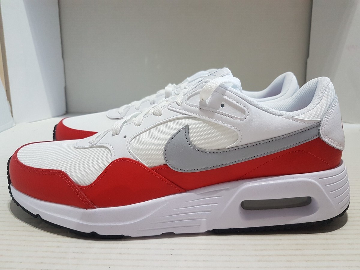 nike white & red air max sc trainers