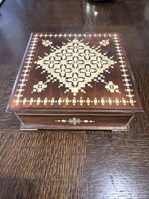 Vintage russische Intarsien Stroh Holz Schmuck oder Schmuckschatulle Intarsien