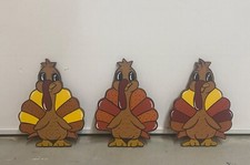 Thanksgiving Turkey Wood Outdoor Yard Art Sign, Turkey Lawn Decorations, Garden