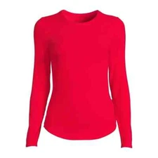 No Boundaries Women's Juniors Crewneck Ribbed Tee Shirt Long Sleeves Red size XL