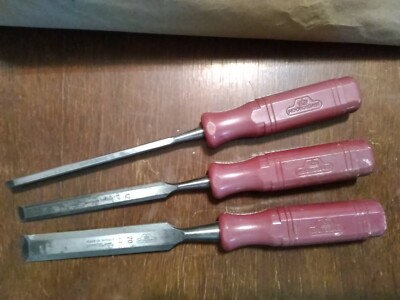 Vintage - 3 Nooitgedagt Wood Chisels - 6, 12, 20 - 1/4, 1/2, 3/4 inch - Holland