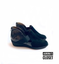 Sesto Meucci 7 Black Suede Leather Bootie Snakeskin Merely 140