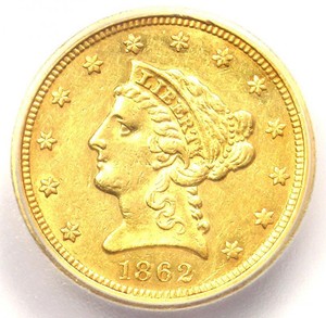 Details About 1862 Liberty Gold Quarter Eagle 250 Coin Certified Icg Ms61 4950 Value