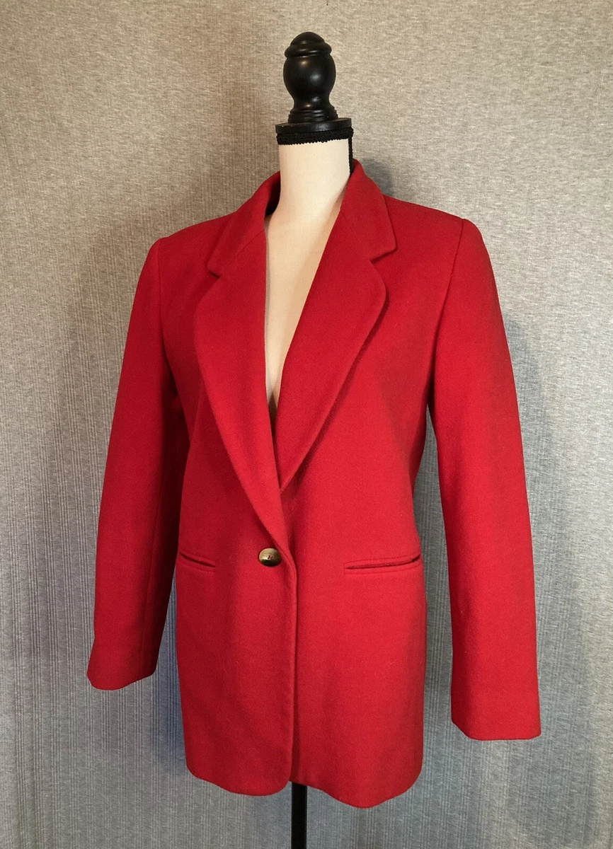 Harve Benard Women s Jacket Blazer Red Wool Cashmere Blend Lined Size 6 eBay