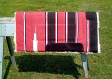 Red/Black Western saddle pad Navajo blanket top, fleece 31" x 32"