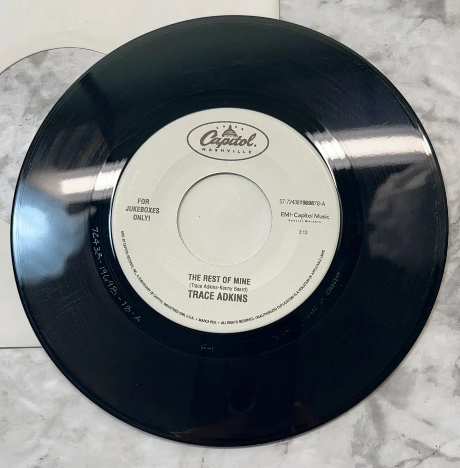 Trace Adkins The Rest of Mine / Wayfaring Stranger 45 Vinyl 90s Country Capitol Foto 4 de 4