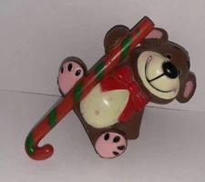 Vintage Teddy Bear Candy Cane Christmas Stocking Holder/Hanger B9