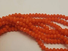 Opaque Solid Color Crystal Glass Faceted Abacus Beads, orange, 4x3mm