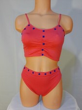 Exotic dancer stripper medium red two piece bikini dance outfit-dancewear