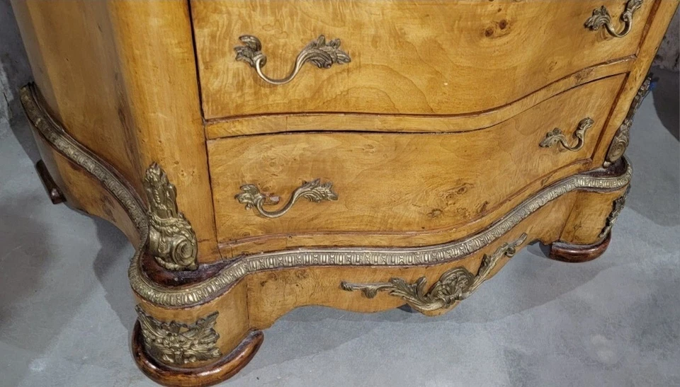 French Empire Style Antique Ormalu Tall Boy Dresser Chest Marble Top 7 Drawers - Image 4 of 4