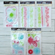 Lot of 5 Recollections Clear Stamp Sets Unmounted Color Borders Flowers Animals