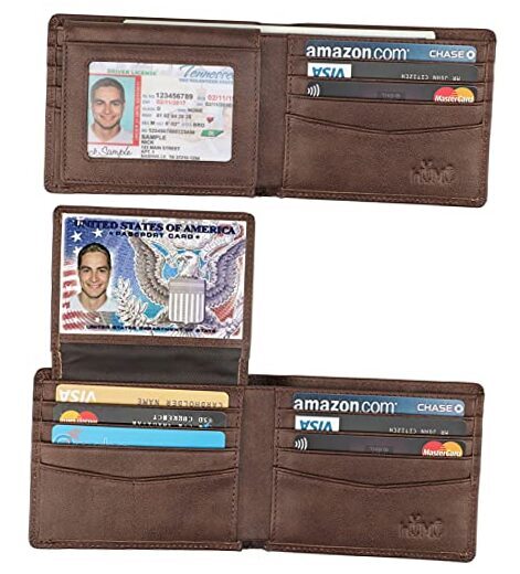 Men's Genuine Leather RFID Blocking Bifold Wallet in Galaxy Coffee Style  -image