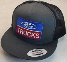 FORD TRUCKS Patch Yupoong Trucker Hat / YP Classic 6006 Snapback Charcoal/Black